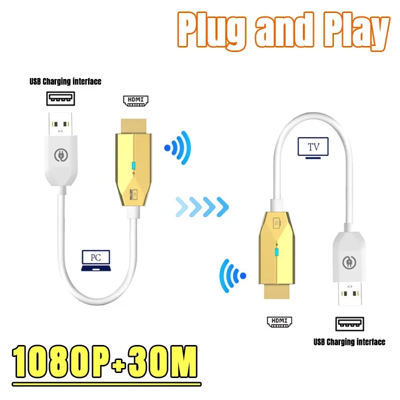 5.8G 1080P 30M Wireless HD Video Audio Transmitter Receiver Extender Display Adapter Dongle For TV Box Monitor Projector PC