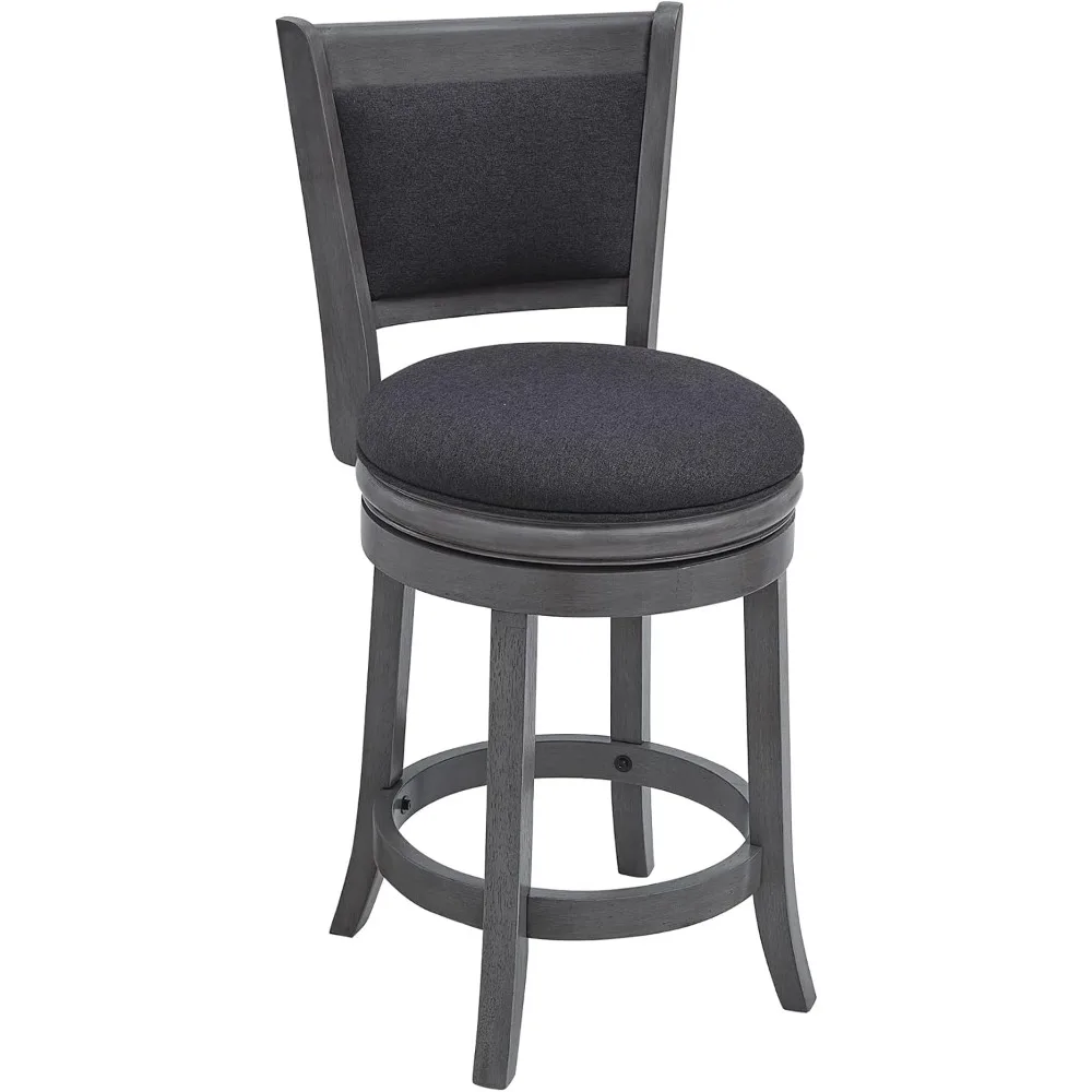 Taburetes de mostrador giratorios tapizados, Taburetes de Bar de cocina, asiento de 24 "de altura, marco de madera, silla, gris oscuro