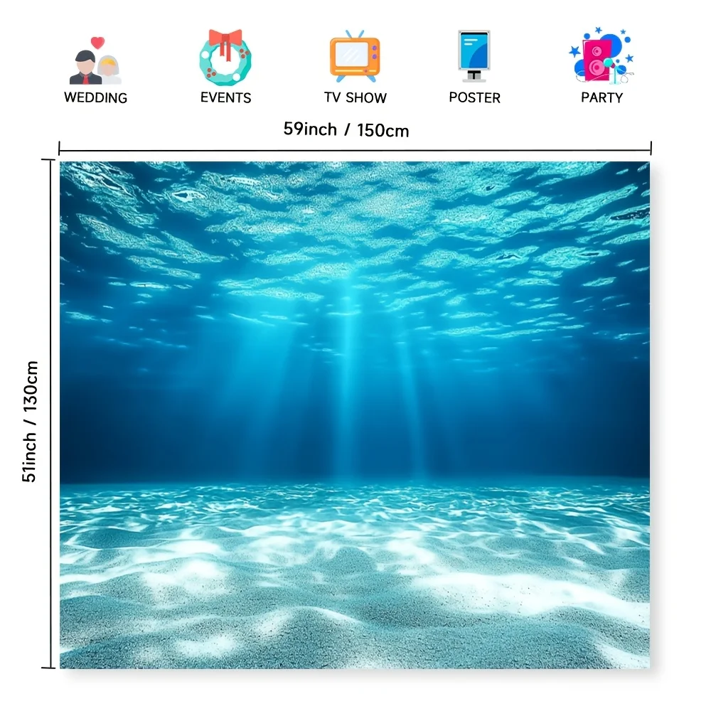 Serene Underwater Ocean View Tapestry Wall Hanging Art Decor Calm Blue Depths For Living Room Bedroom Home Decoration non-toxic