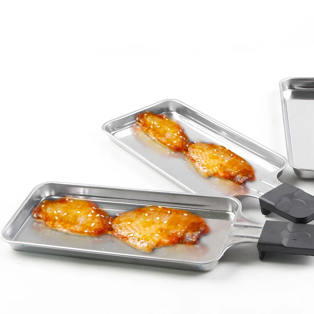 Bandeja para hornear de acero inoxidable, bandeja para asar rectangular antiadherente para horno, barbacoa, utensilios para hornear, asador para uso en cocina, 3 uds.
