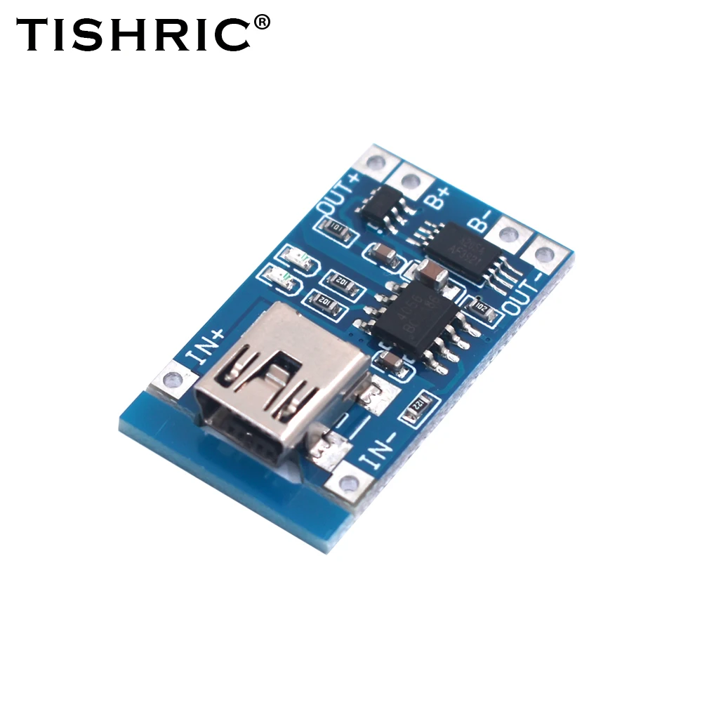 TISHRIC 5V 1A TYPE-C Mini Micro USB TP4056 18650 Lithium Battery Charging Module With Protection Dual Functions