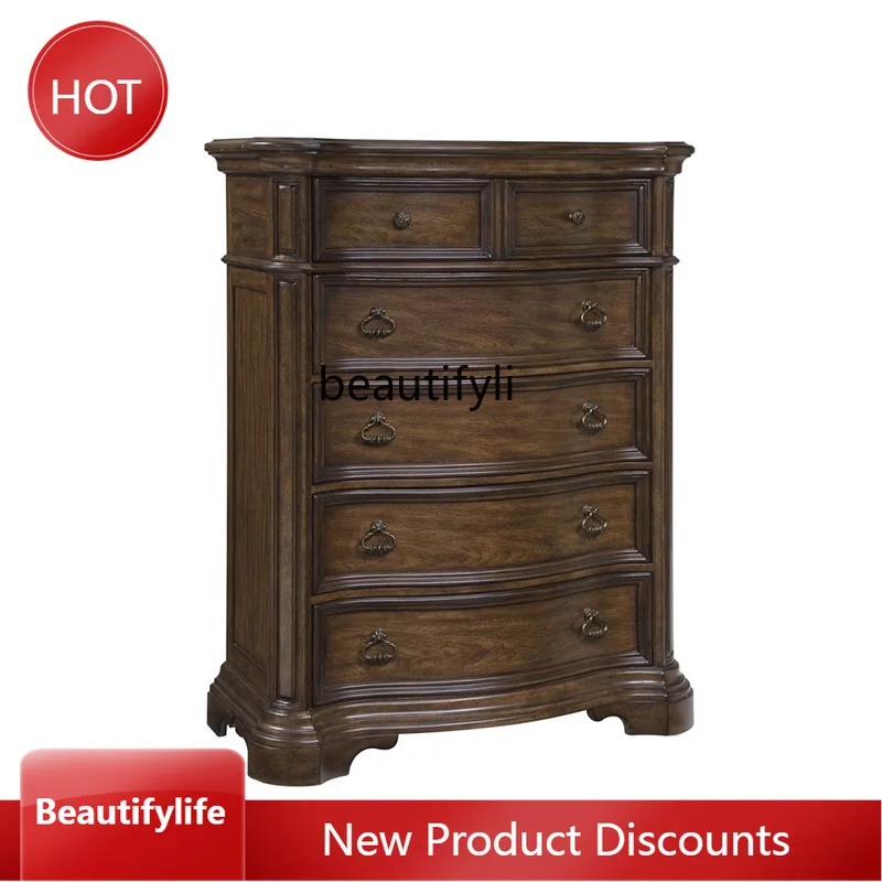 American Retro Chest of Drawers Bedroom Clothes Five Buckets Clothes Master Bedroom Storage Complete Curio Cabinet