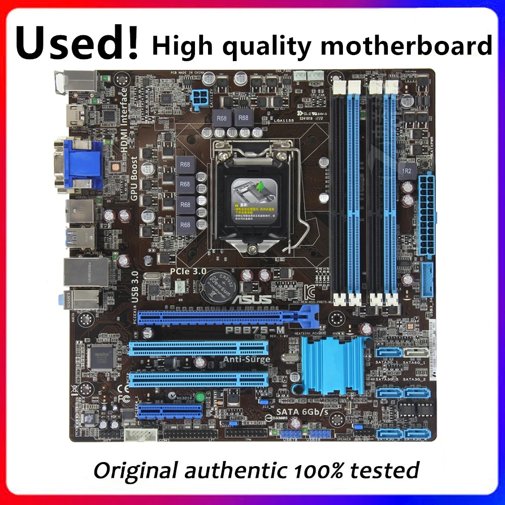 

For ASUS P8B75-M Computer Motherboard LGA 1155 DDR3 For Intel B75 P8B75 Desktop Mainboard SATA II PCI-E X16 Used