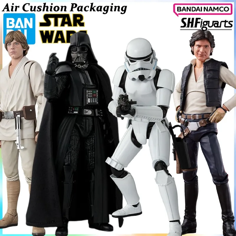 

Оригинальные фигурки Bandai S.H.F из серии Star Wars: Episode IV A New Hope, Штурмовик, Дарт Вейдер, Хан Соло, Скайуокер, модель игрушки