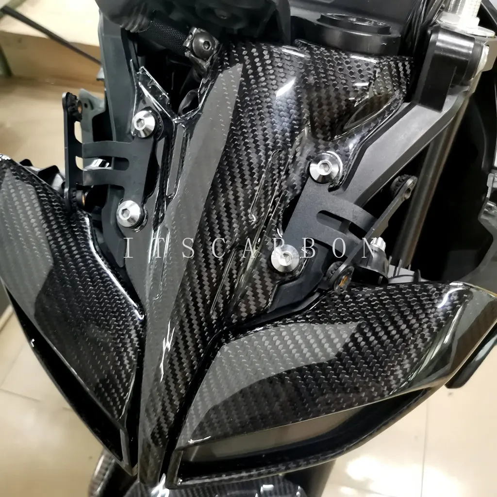 For YAMAHA MT09 FZ09 MT-09 FZ-09 2013 - 2016 2017 2018 2019 Motorcycle Accessories 3k Carbon Fiber Headlight Cover Fairing Part