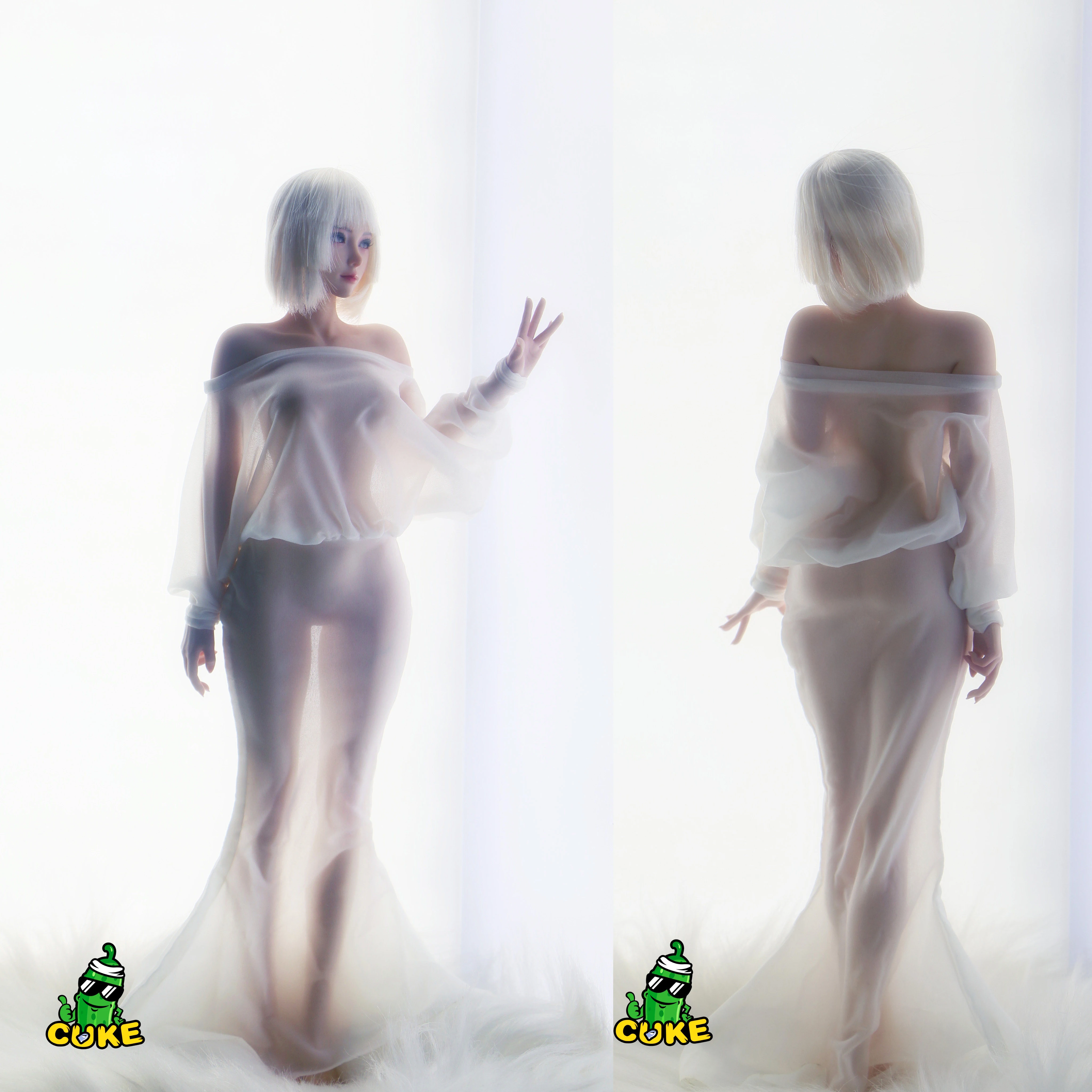 Hochtransparentes, schulterfreies, figurbetontes Kleid im Maßstab 1:6, Fischschwanzrock, Kleidung, passend für 12-Zoll-Actionfiguren-Modelle von weiblichen Soldaten