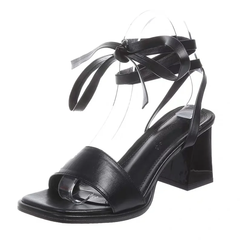 Nuevas Sandalias de Verano 2026 para Mujer, Zapatos de Moda con Tiras Cruzadas, Tacones Altos de Roma, Zapatos de Fiesta con Tacón Cuadrado, Sandalias Elevadas con Punta Cuadrada, Tallas 35-39