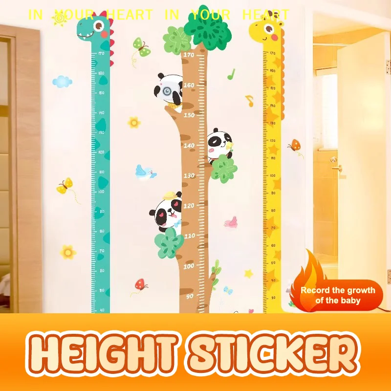 【X】Cute Cartoon Height Sticker  Dinosaur Giraffe Wall Height Measuring Ruler Stickers For Kids Room Kindergarten Decor