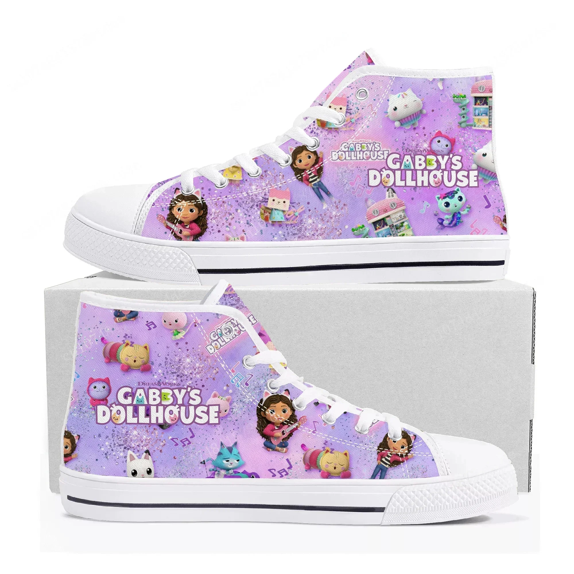 

Кроссовки GabbysDollhouse High Top для мужчин и женщин, высококачественные кеды Gabbys из канваса, обувь для пар с принтами комиксов и манги, индивидуальный дизайн