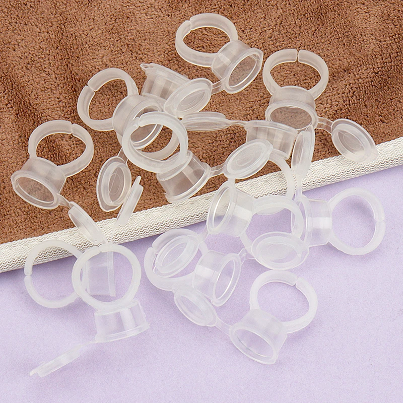 50 Pcs Eyelash Extension Glue Holder Container With Lid Cover Cap Permanent Makeup Tools Tattoo Pigment Ink Ring Cups