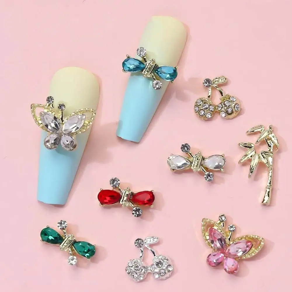 10Pcs/set Nail Jewelry Bow Nail Decorations Crystal Nail Art Drills DIY Nail Charms Butterfly Nail Rhinestones