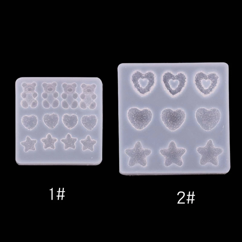 Stampi in resina per forcina creativa Orso cartone animato Stella Stampo epossidico a forma di cuore Stampo artigianale fai-da-te Fermagli per capelli Stampo in silicone per donne Ragazze