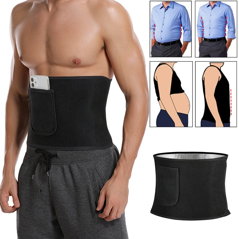 Slimming Body Shaper Men Waist Trainer Trimmer Belt with Pocket Corset for Abdomen Belly Shapers Tummy Control Fitness Shapewear