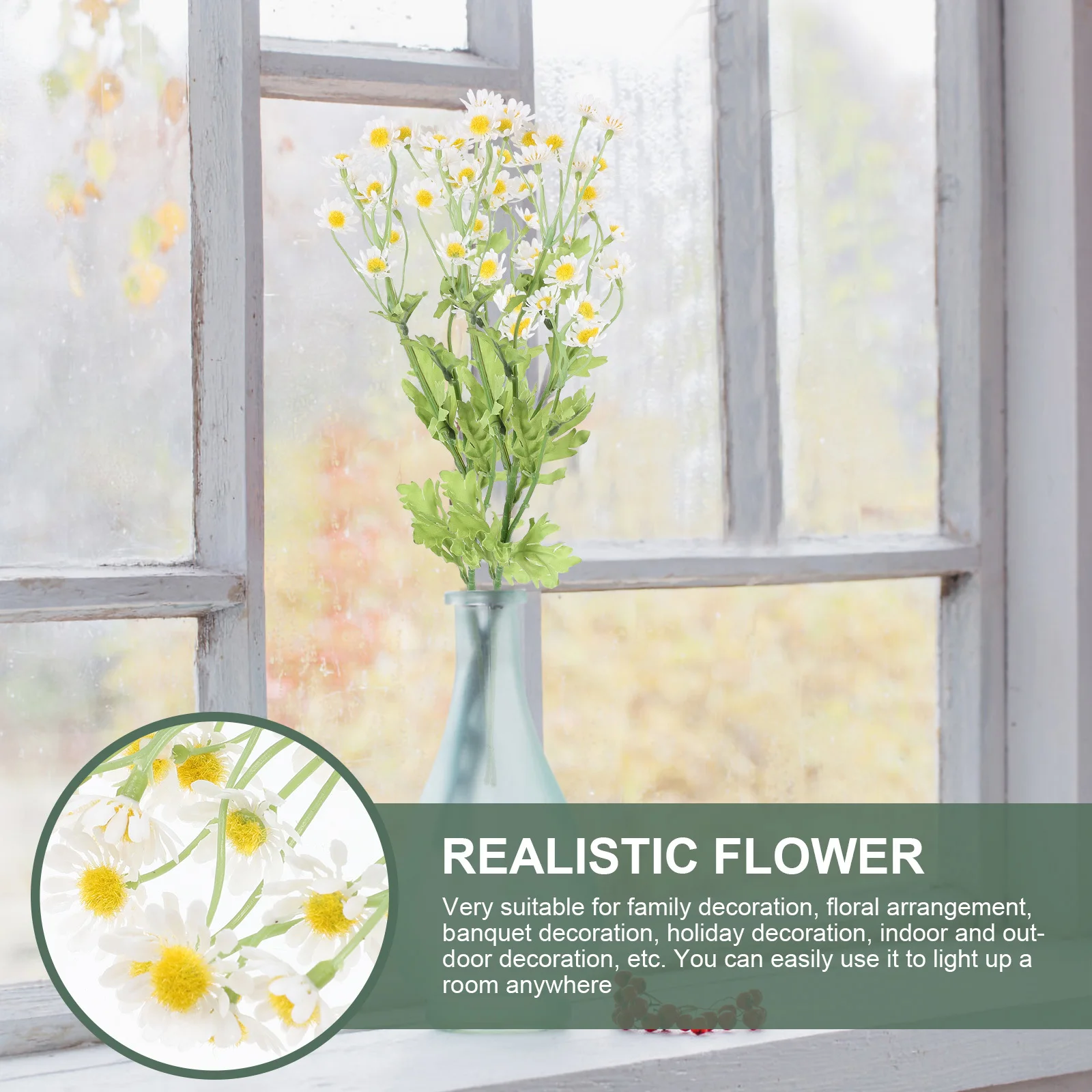 

3Pcs Simulation Chamomile Artificial Flower Decor Home Wedding Party Lifelike Bouquet for Household Decorative Supply