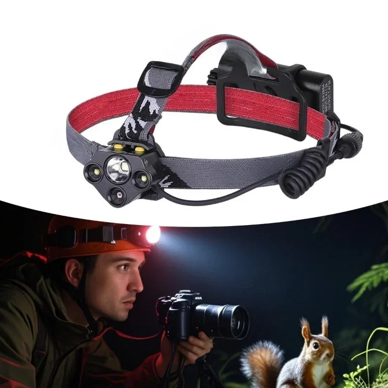 Portable Light Emitting Diode Headlamp Long beam of light Flashlight with red light Outdoor Wildlife Watch Reading Night