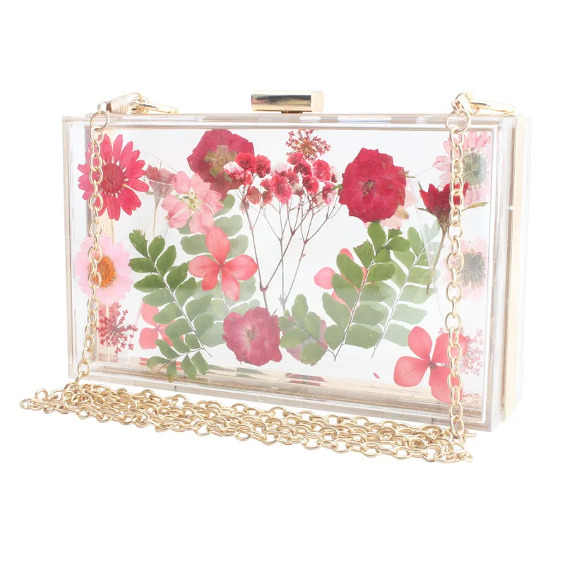 

Модная акриловая прозрачная сумка с цветком для банкета, светского ужина, сумка через плечо, кошельки, роскошный дизайнерский Borse Paglia Donna