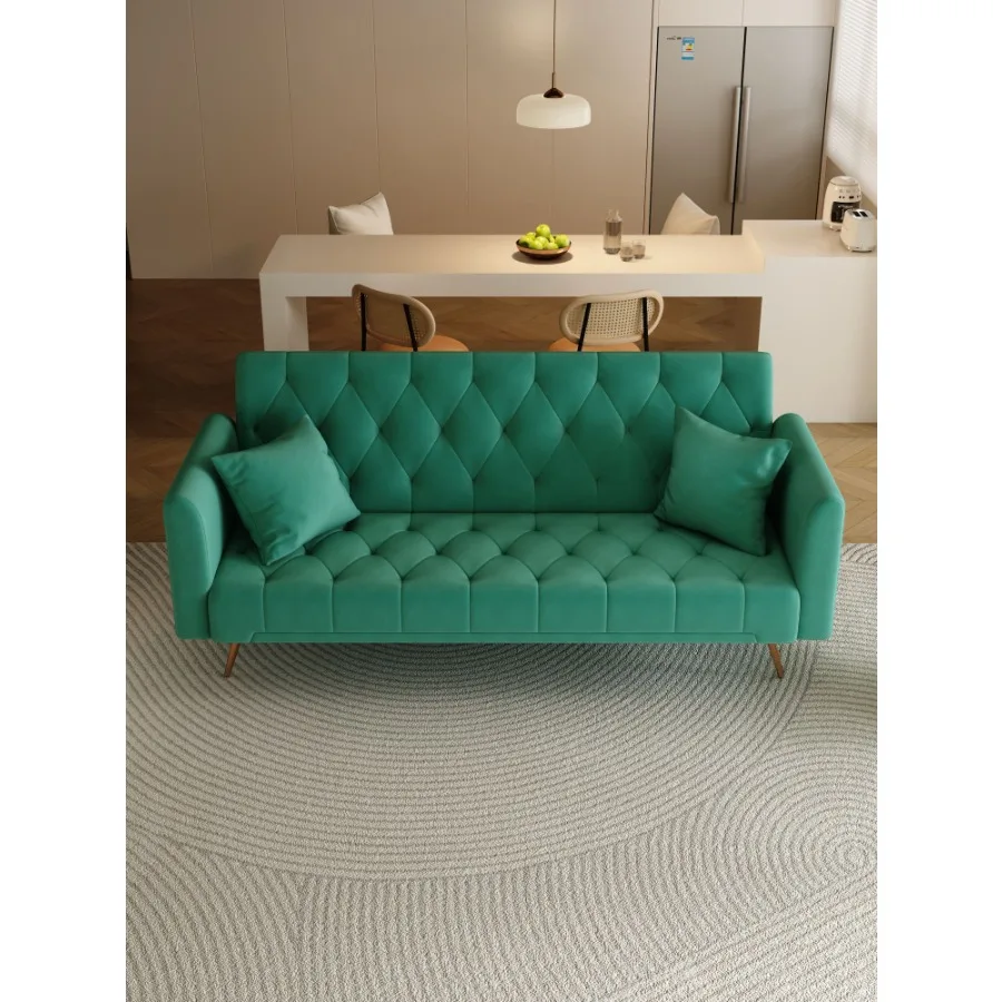

71 inch convertible love seat sofa American retro green velvet suitable for small living room bedroom office