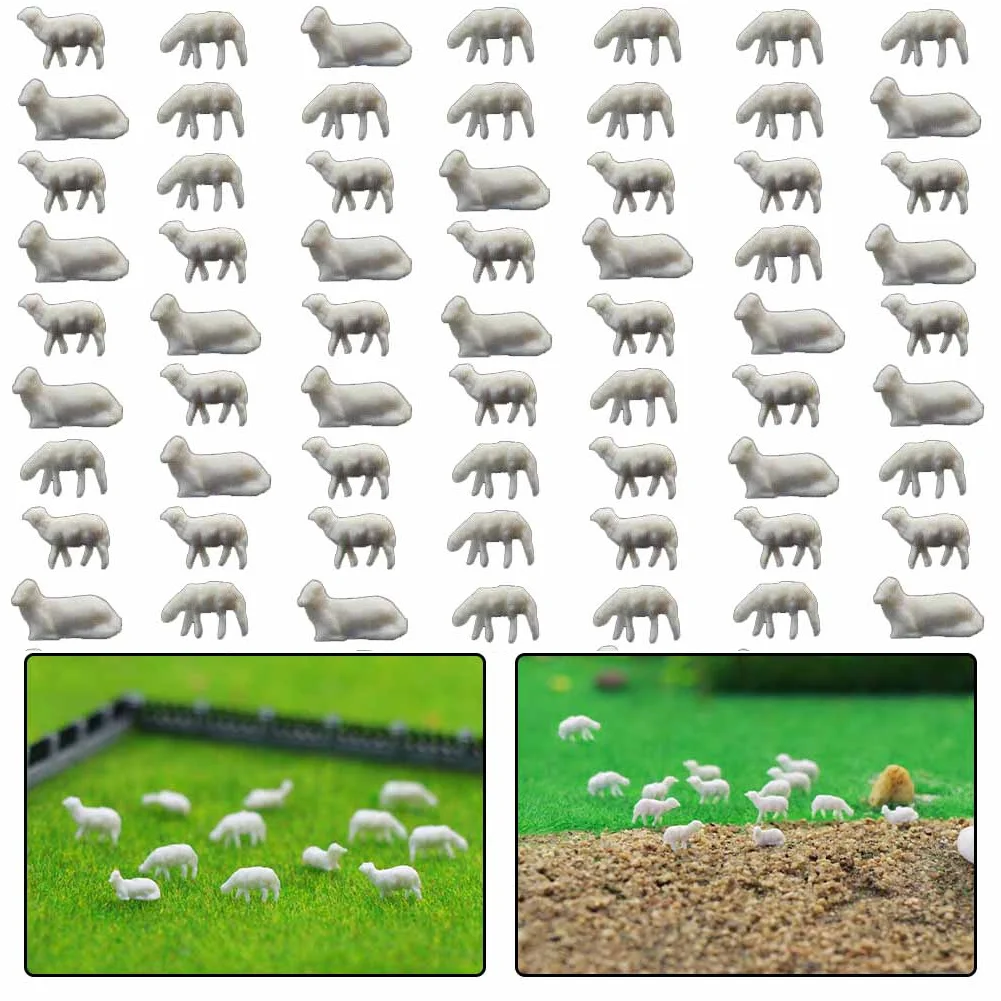 10Pcs 1:87 Model Sheep White Farm Animals Sheep HO Scale Model For Train Doll House Room Box Farm Animals Model