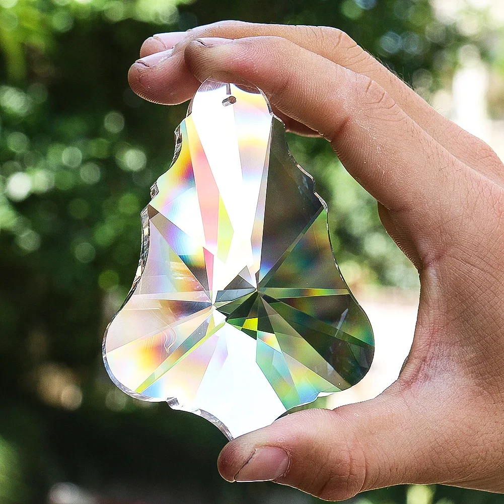1 قطعة ورقة القيقب واضحة كريستال الكرة أجزاء الثريا sunالماسك بريزم لوازم الزجاج الفن الأوجه اكسسوارات ديكور المنزل قلادة