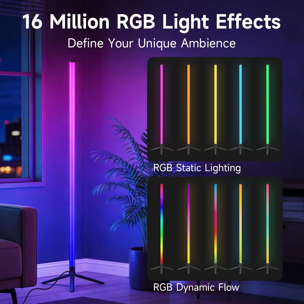 Smart LED Floor Lamp RGB Remote & APP Control Music Sync Corner Lighting Timer Modern Mood Standing Lamp for Living Room Gaming view 4