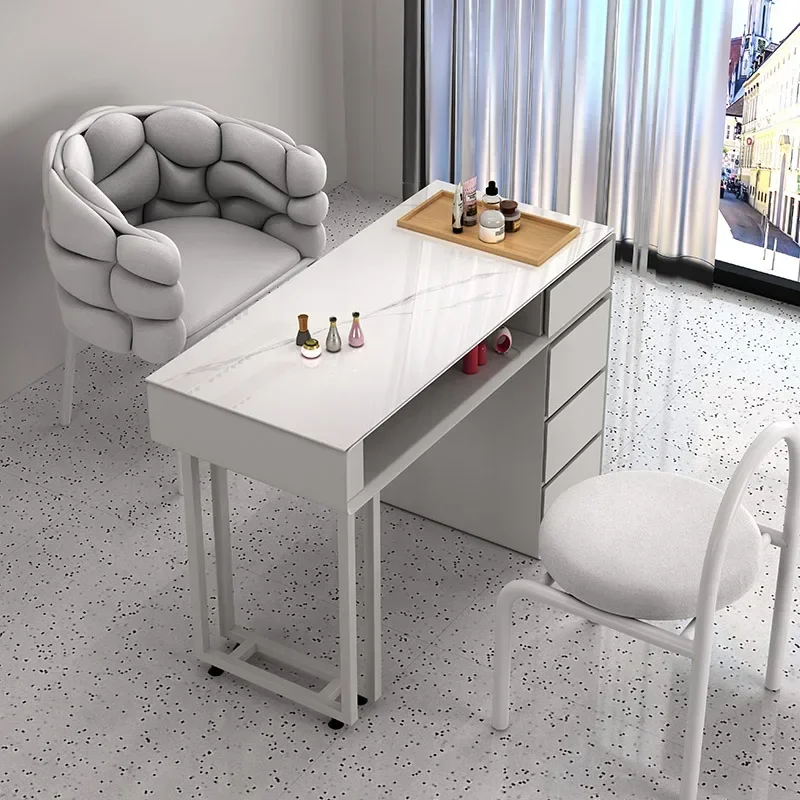 Design Metall Nagel Schreibtisch einfache nordische graue Spezialität Nägel Tisch moderne minimalist ische Nagel tisch Mesa Schönheits salon Möbel