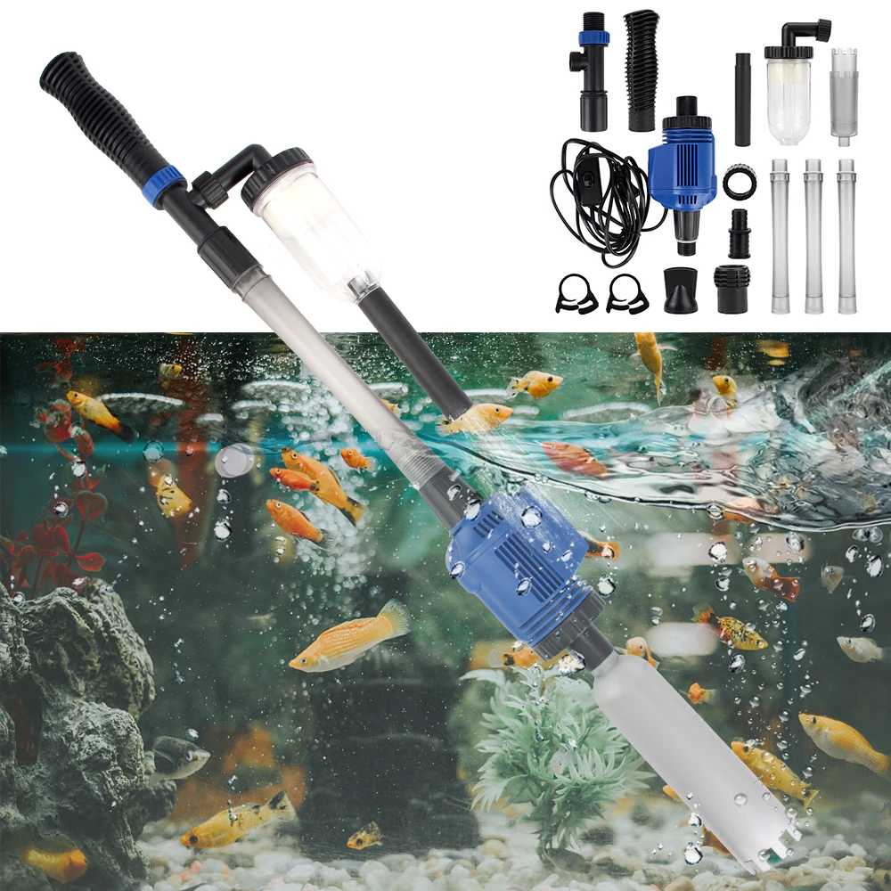 US Plug Electric Siphon Filter Fish Tank Sand Washer Aquarium Siphon Operated Cleaner Vacuum Gravel Water Changer