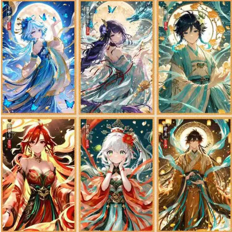 مجموعة ورق فني من Genshin Impact Teyvat مقاس 100 × 150 مم من الأكريليك المتوهج