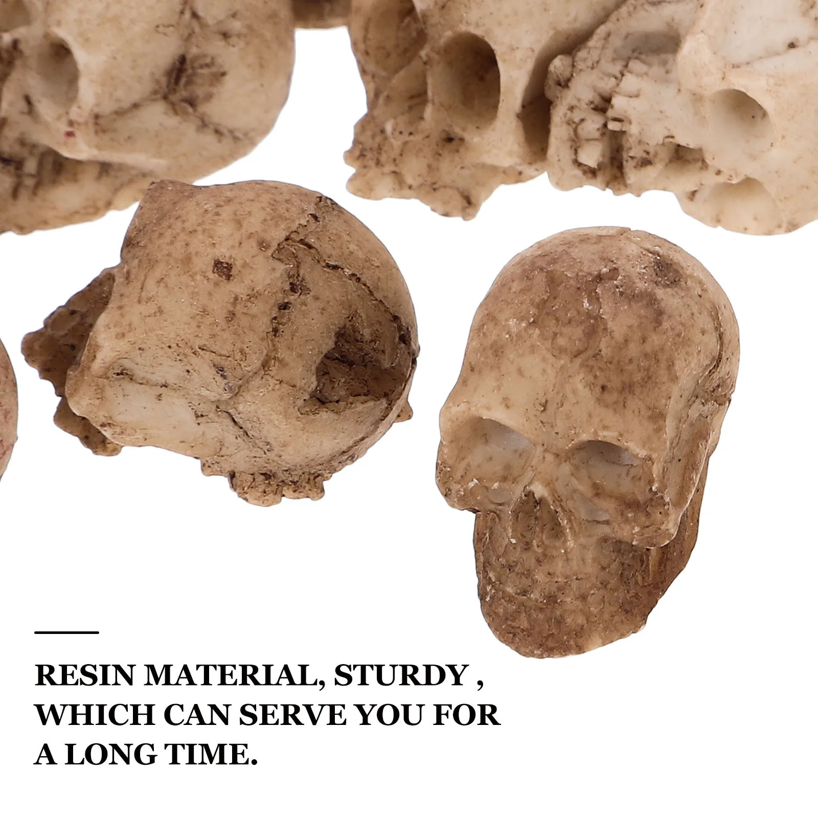 

20Pcs Human Skull Head Decor Detailed Spooky Atmosphere Prop for Photo Shoot Prank Resin Skull Heads Skulls Decor