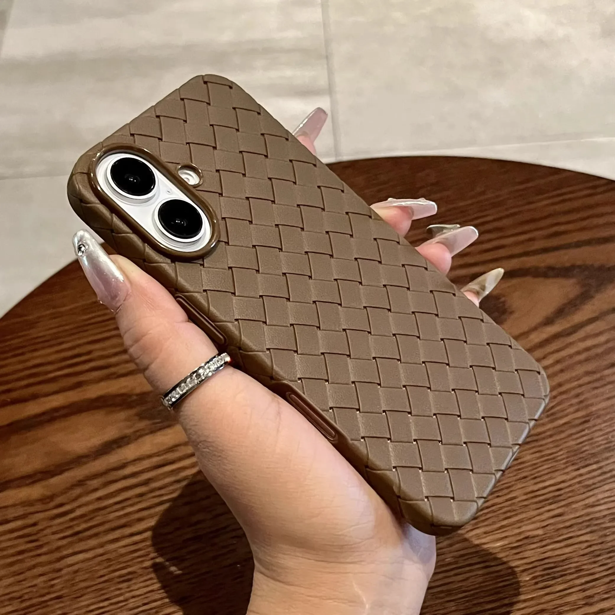 Breathable Mesh Grid Woven Cooling Thin Case For iPhone 15 14 13 12 16 Pro Max Soft Silicone Woven pattern back Cover