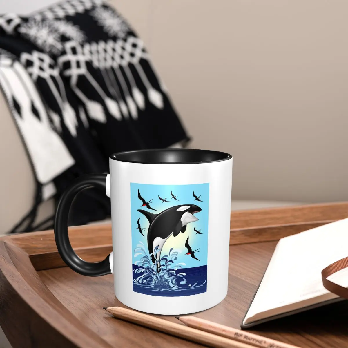 

Orca Killer Whale Jumping Out The Ocean Mug Funny Ceramic Coffee Cups Tea Mugs Milk Cup Drinkware Gifts for Friends