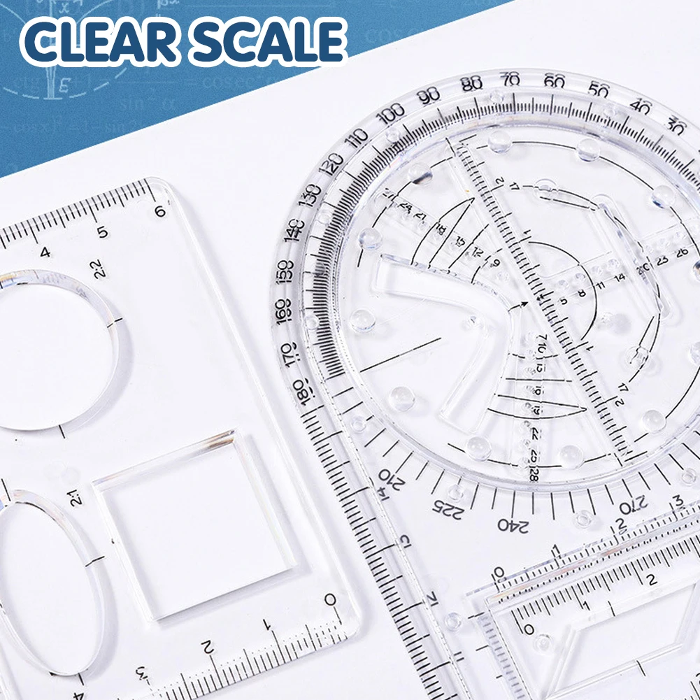 Righello geometrico trasparente in plastica modello di geometria matematica righello cancelleria per studenti