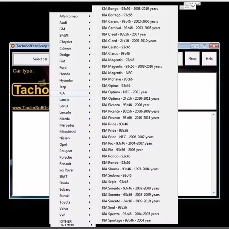 TachoSoft Wijzigen Kilometerstand Rekenmachine 23.1 Software voor Auto EEPROM ECM Engelse Versie Kilometerstand Berekening Tool voor Peugeot