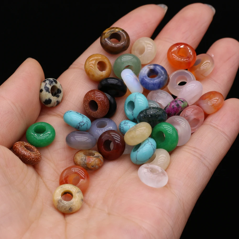 10pcs Natural Stone Big Hole Beads Fine Abacus Shape Loose Stone Beads for Making DIY Jewerly Necklace Bracelet Earrings 5x10mm