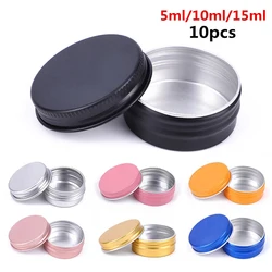 10pcs Empty 5/10/15ml Round Aluminum Box Tin Cans With Screw Top Lid Small Metal Empty Storage Box Cosmetic Eye Cream Bottles