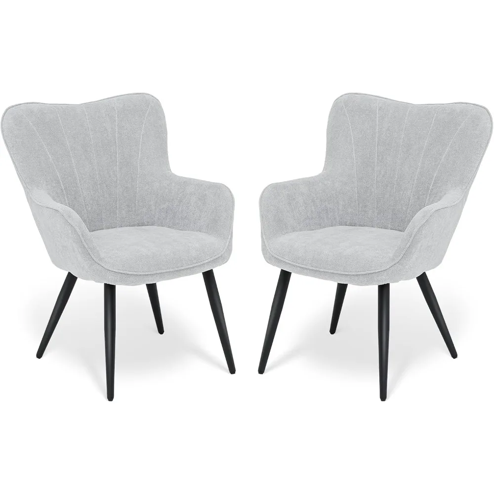 مجموعة Athena Collection Wingback Accent كراسي مكونة من قطعتين لغرفة المعيشة، كراسي قراءة منجدة من قماش الكتان للبالغين، ذراع مريح