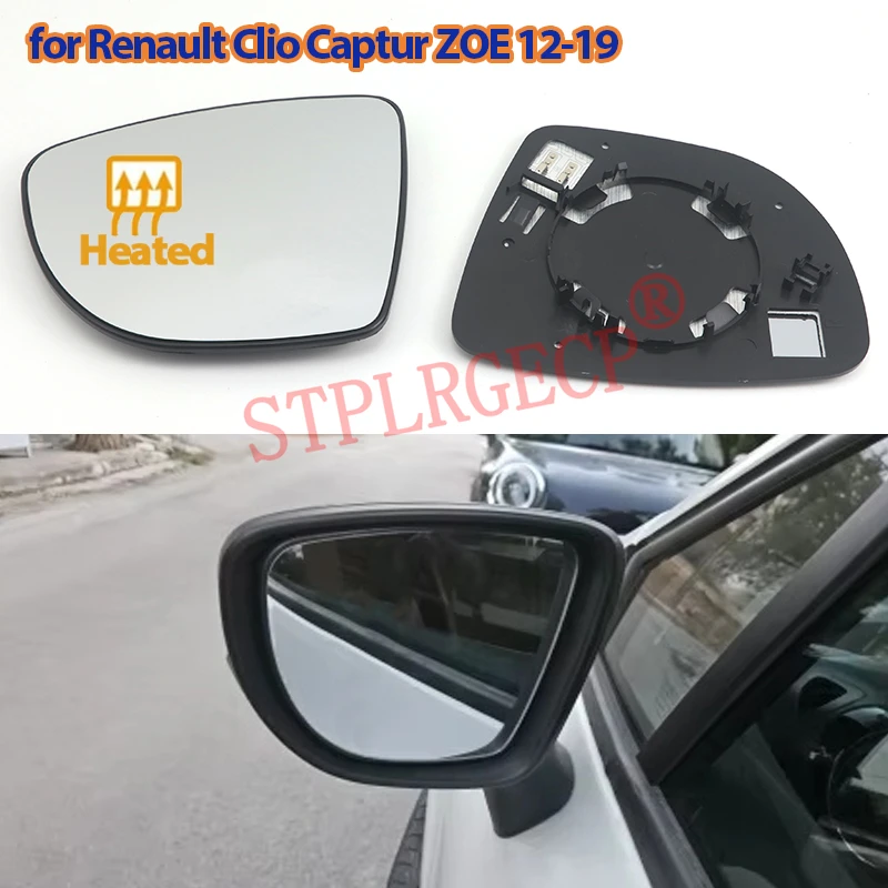 Ersatz-Seitenspiegel Heizglas Beheizte Spiegellinse mit Platte für Renault Clio Captur ZOE 2012-2019