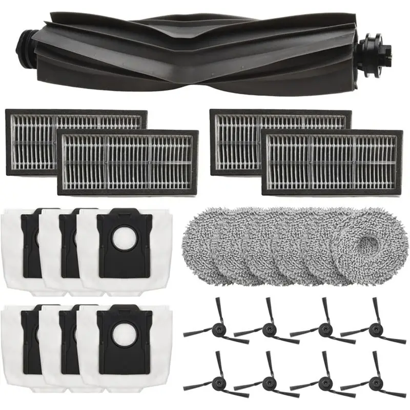 

Комплект сменных аксессуаров A50F для робота-пылесоса MOVA P10 Pro Ultra: основная щетка, боковые щетки, фильтр, салфетка для влажной уборки, мешки для сбора пыли