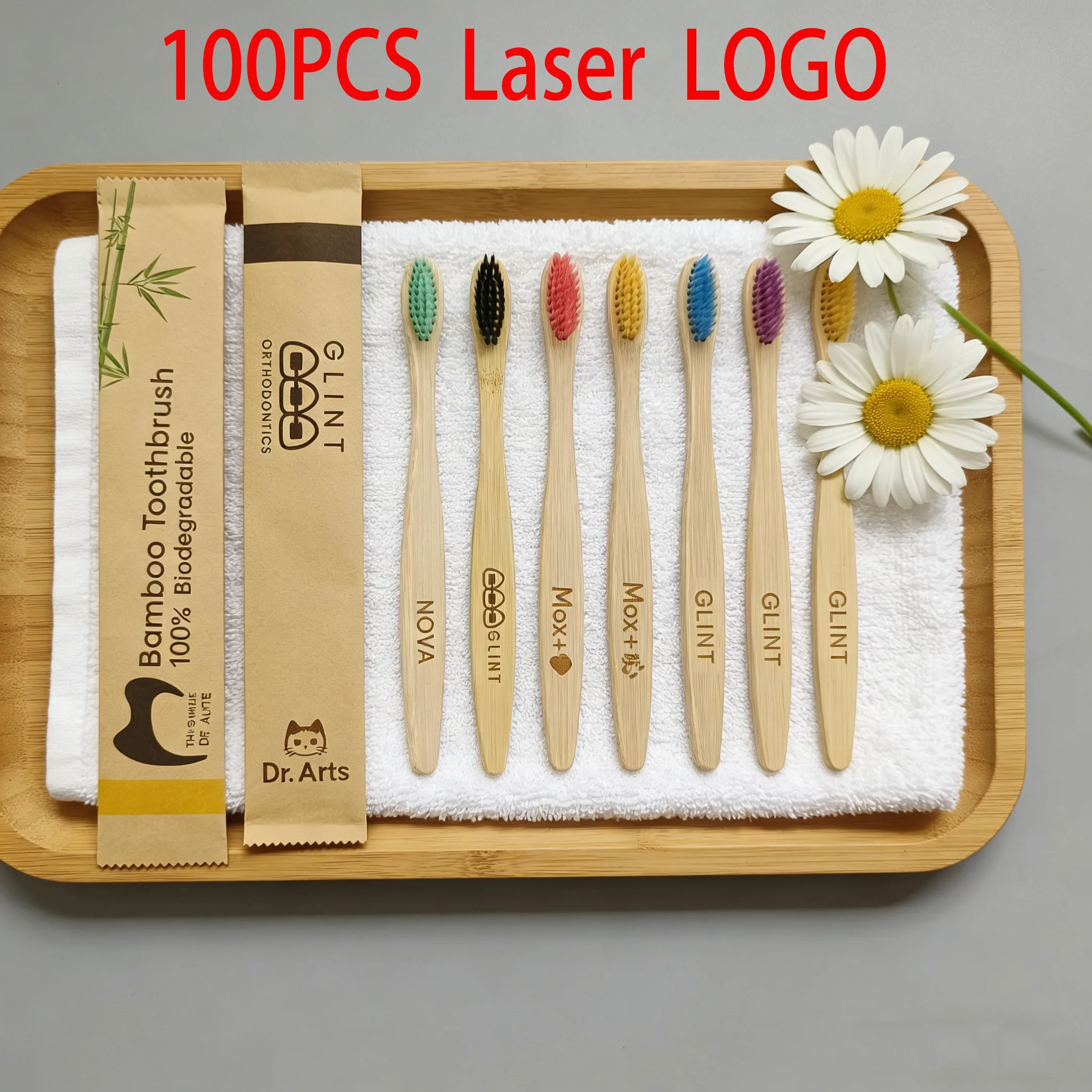50/100Pcs Customized Bamboo Toothbrushes Eco Friendly Natural Wooden Toothbrushes, Vegan Organic Bamboo,Dental and oral products