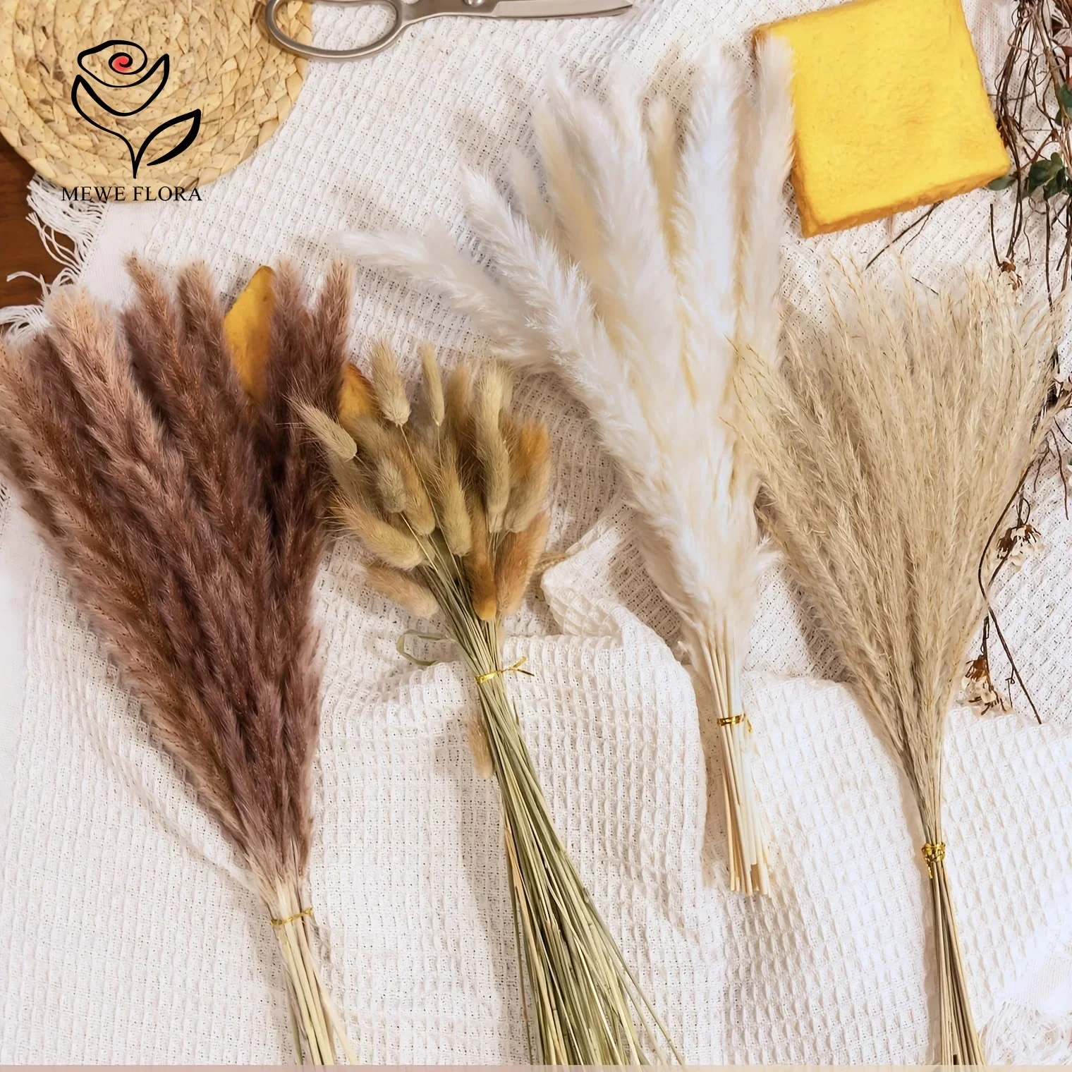 Dried Flower Pampas Grass Bouquet Boho Home Room Decor Natural Whisk Fluffy Rabbit Tail Wedding Christmas Decoration Arrangement