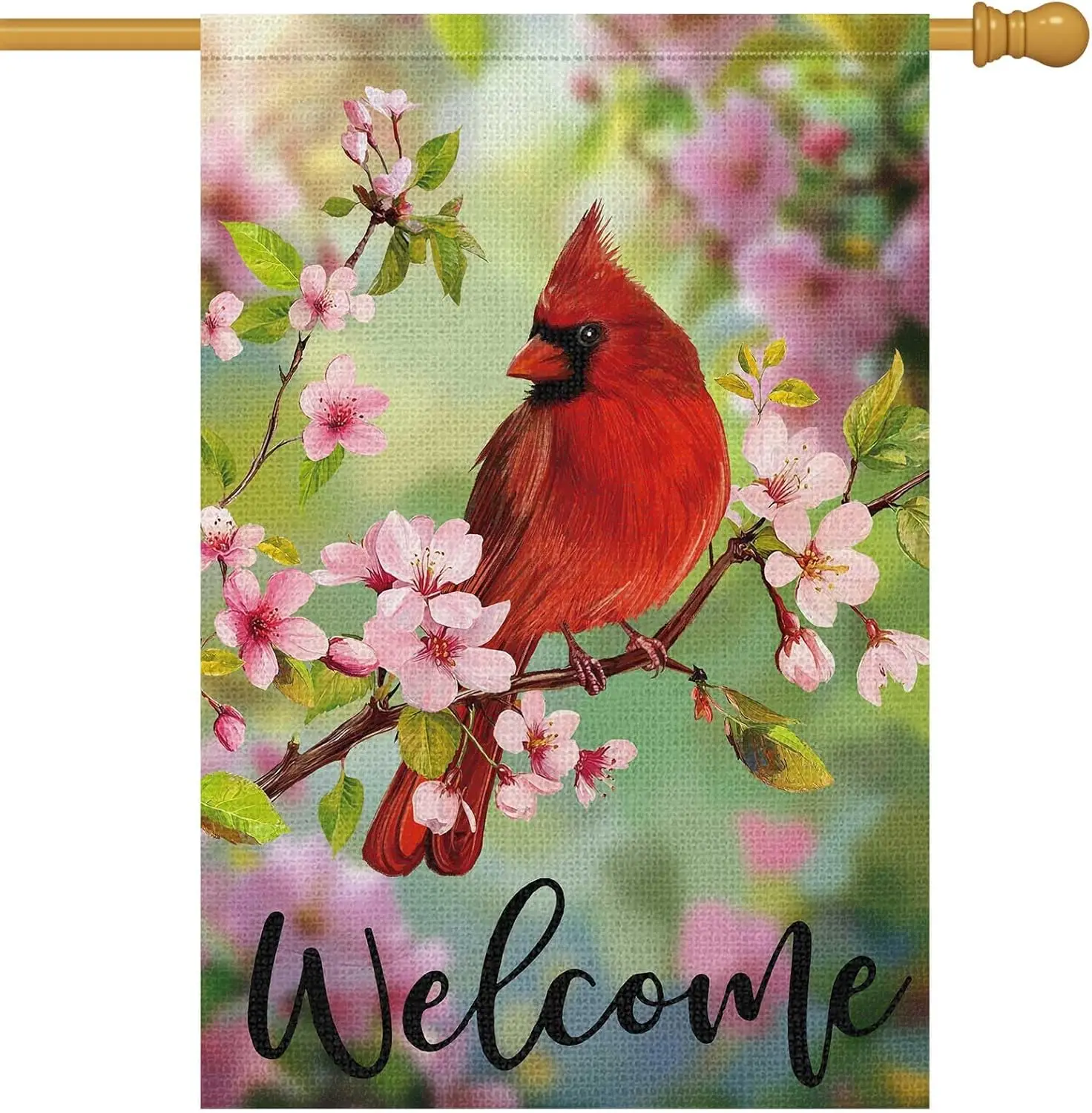 Heyfibro Welcome Spring Cardinal Garden Flag Spring Summer Magnolia Flower Garden Flags 28x40 Inch Double Sided Burlap Yard  SSL