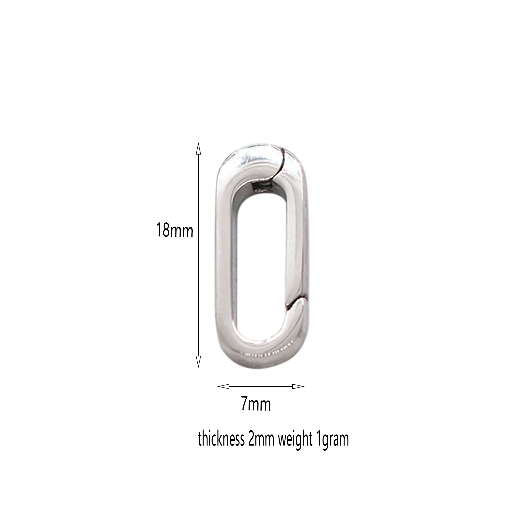 2pcs 18mm 0.7 inch small mini tiny mirror polished stainless steel Oval snap spring carabiner hook pearl gems clasp