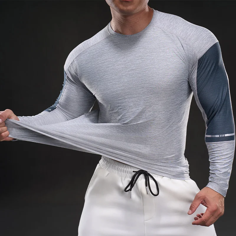 

Men's Fashionable High Elasticity Breathable Top Cycling Sports Lightweight Sweat Absorbing Quick Drying Long Sleeved T-shirt