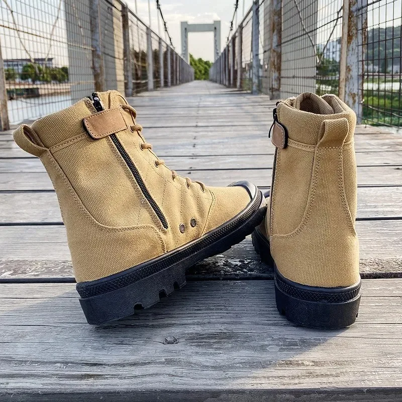 Zipper Men Canvas Boots High Top Casual Shoes Platform Jungle Men Shoes Outdoor Hiking Casual Boots for Man 2023 Canvas Sneakers