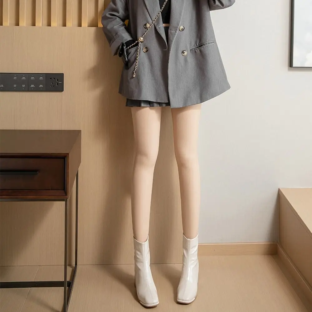 Nudity nude calças de fundo cor da pele cintura alta engrossar perna nua artefato meia-calça térmica meias femininas inverno meia-calça