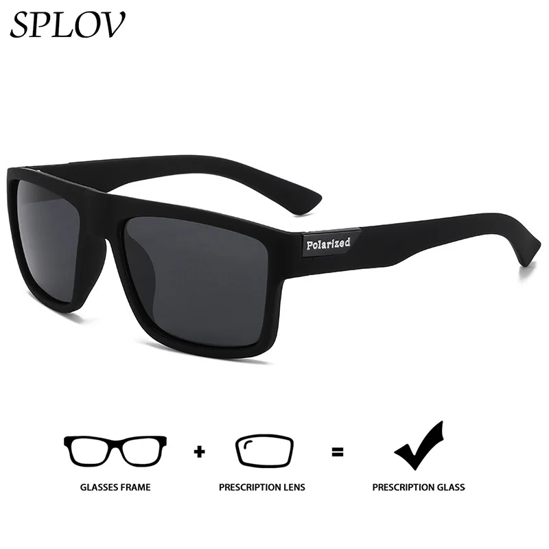SPLOV Retro Rectangular Prescription Sunglasses Custom Polarized Square Progressive Optical Sunglasses for Men and Women