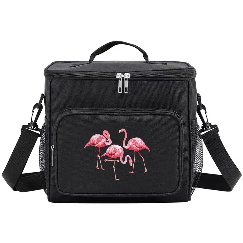 Lunch Bag Thermal Organizer Handbag Cooler Shoulder Storage Bags Waterproof Boxes for Student New Lunchbag Flamingo Pattern