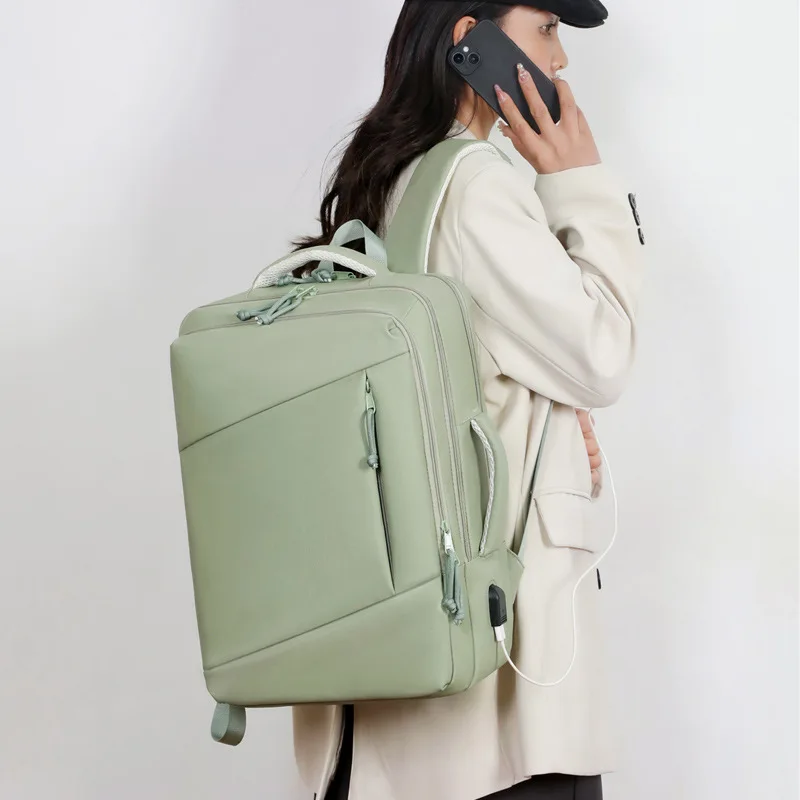 Business Commuter Two-shoulder Bag Men Women Solid Colour Backpack Laptop Rucksack Large Capacity Waterproof Oxford Travel Bag