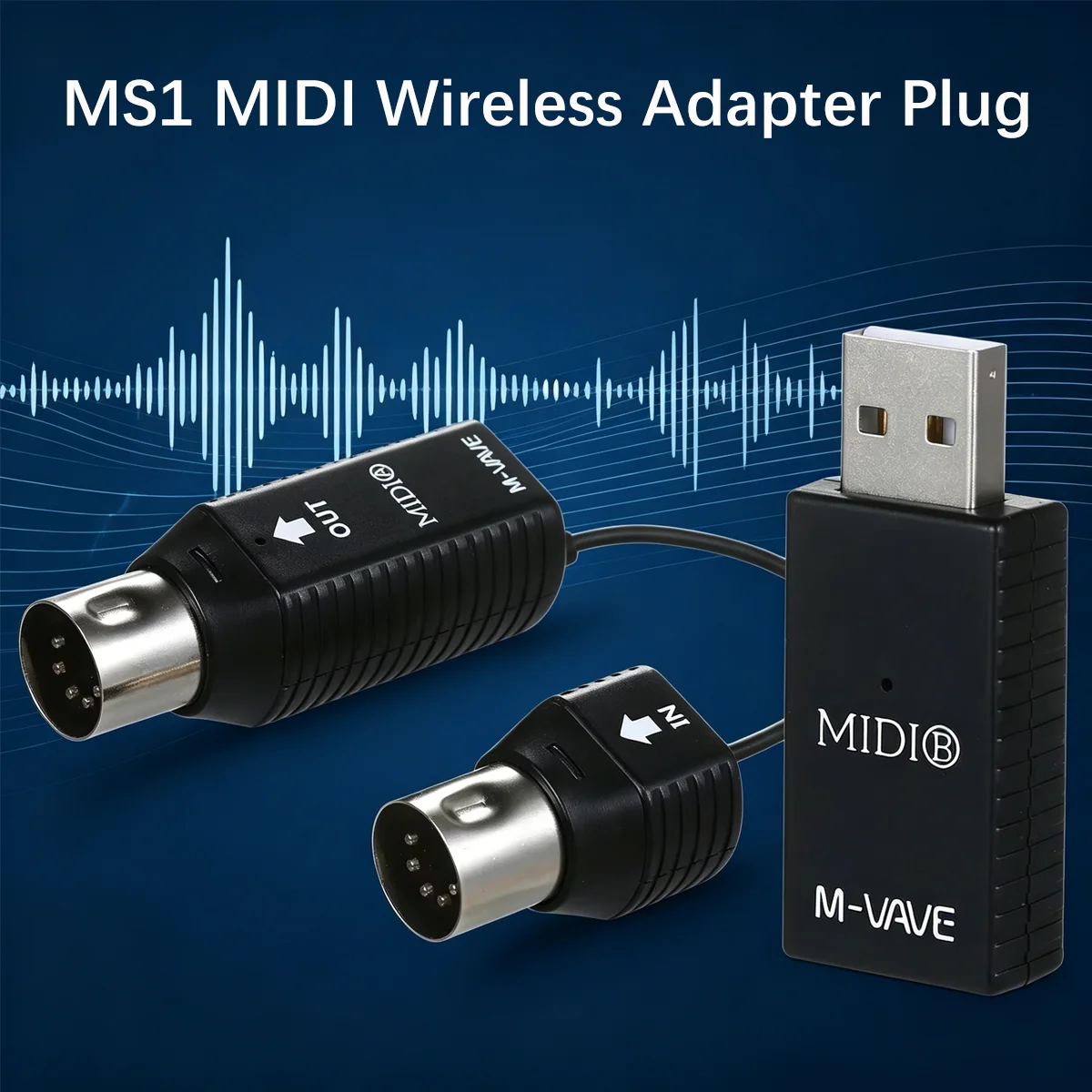 M-VAVE MS1 Wireless MIDI System Plug and Play Rechargeable MIDI Converter for Stage Performance Studio Recording