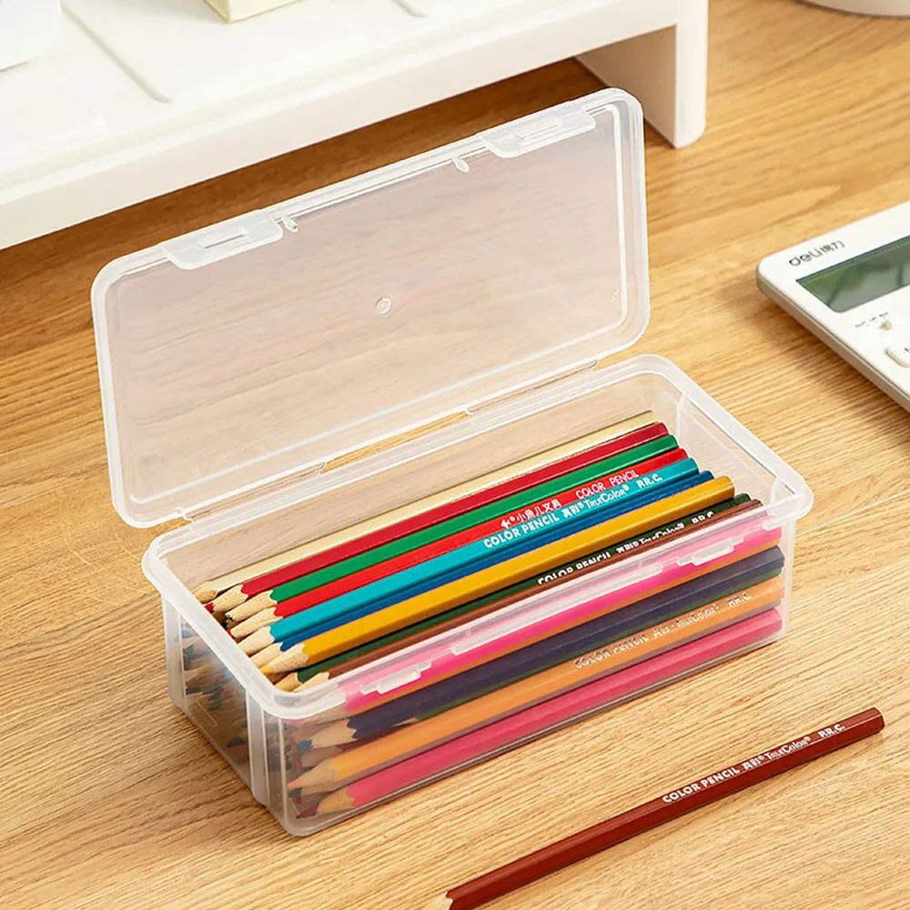 Large Capacity Plastic Storage Box Pencil Case Box PP Material Transparent Pencil Box Pouch Stationery School Pencil Case