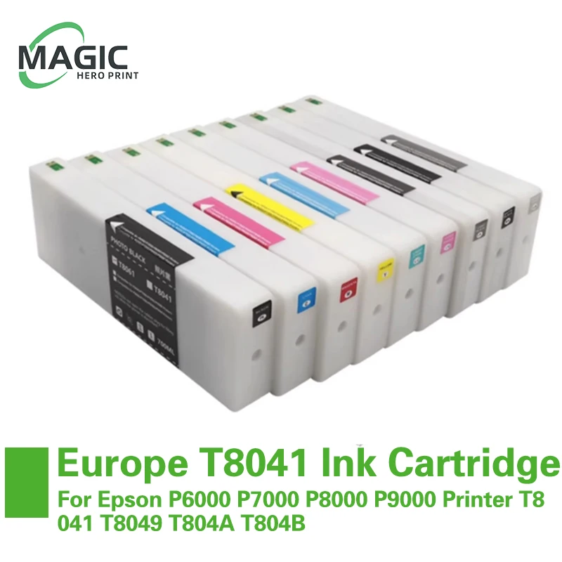 

Europe T8041 Ink Cartridge With Chip 700ML Compatible For EPSON P6000 P7000 P8000 P9000 Printer T8041 T8049 T804A T804B